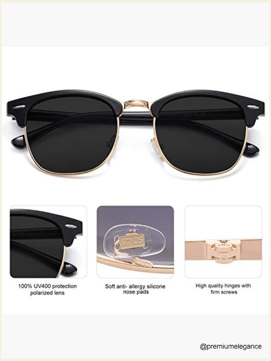 Retro Semi Rimless Polarized Sunglasses UV400
